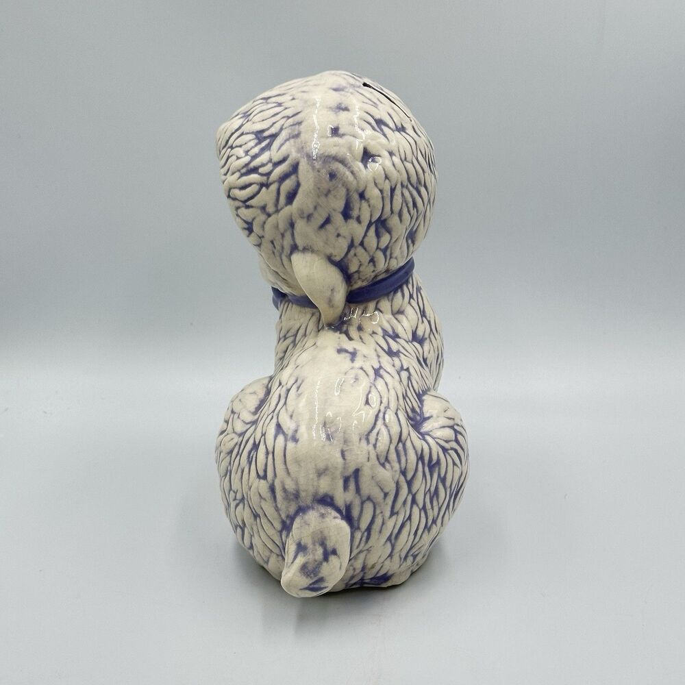 Vintage Unique Ceramic Purple & White Sheep Lamb Figurine Bank Decor 8.5” - Picture 2 of 6